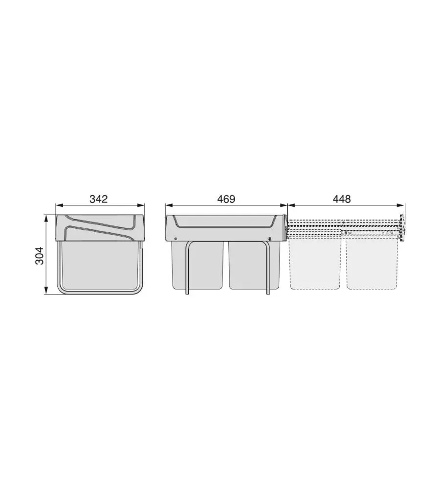 2 pattumiere per raccolta differenziata, 2x15 l